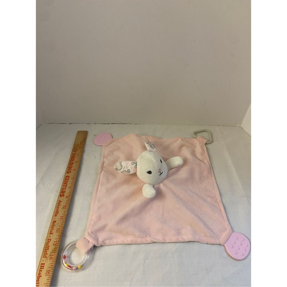 Modern 12x12" baby blanket pink bunny rn #105561‎
